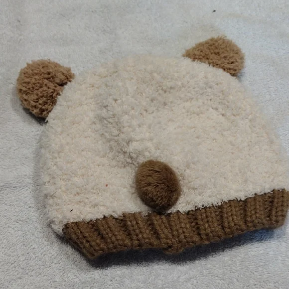 Adorable Cream and Brown Kids Animal Beanie - Picture 2 of 2